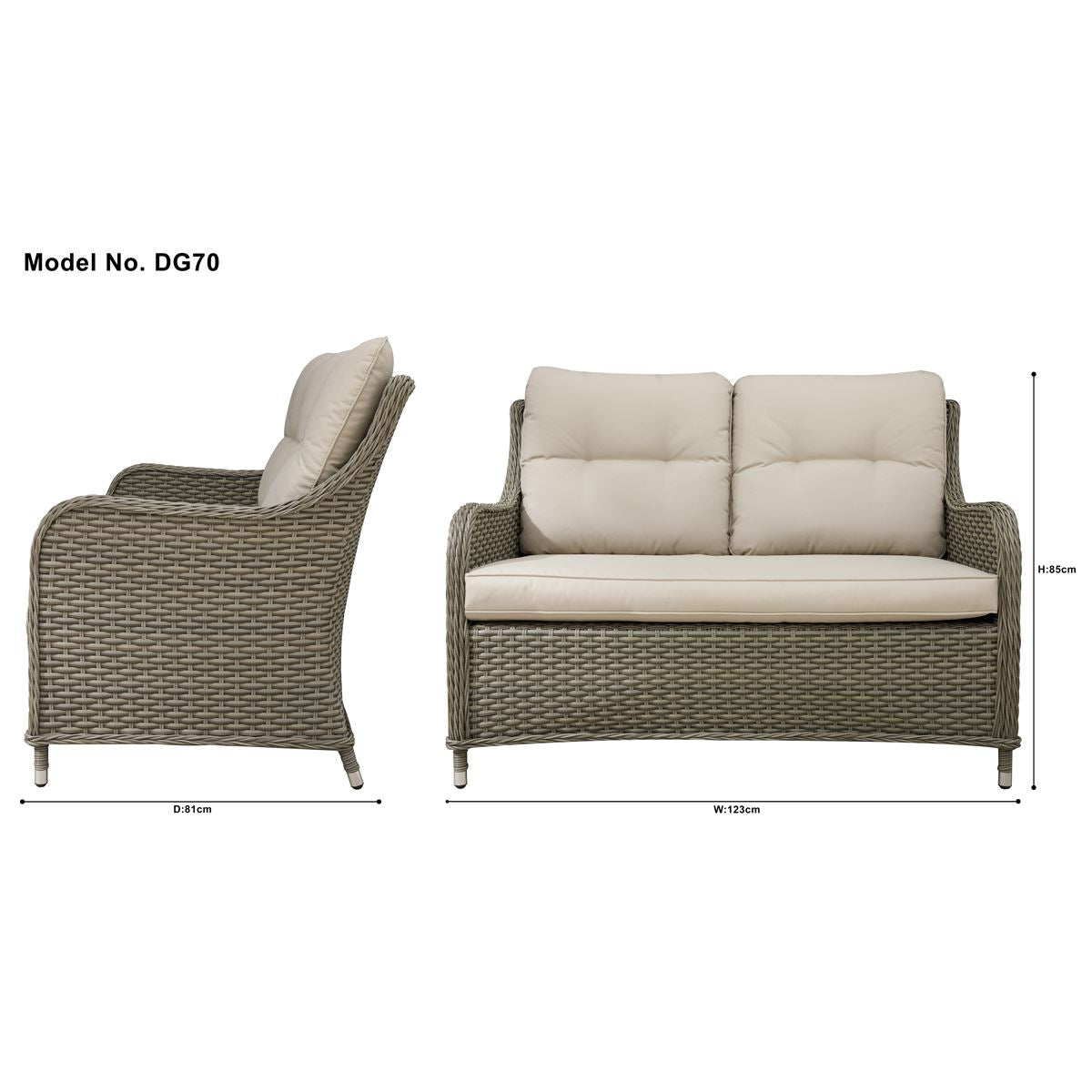 Dellonda Chester Rattan Wicker Outdoor 2-Seater Sofa