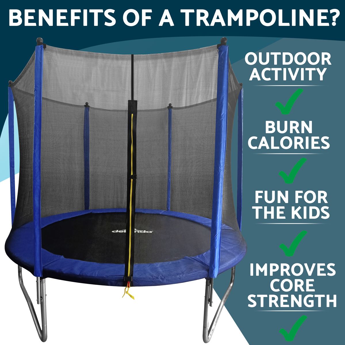 Dellonda Heavy-Duty Outdoor Trampoline with Safety Enclosure Net 8ft