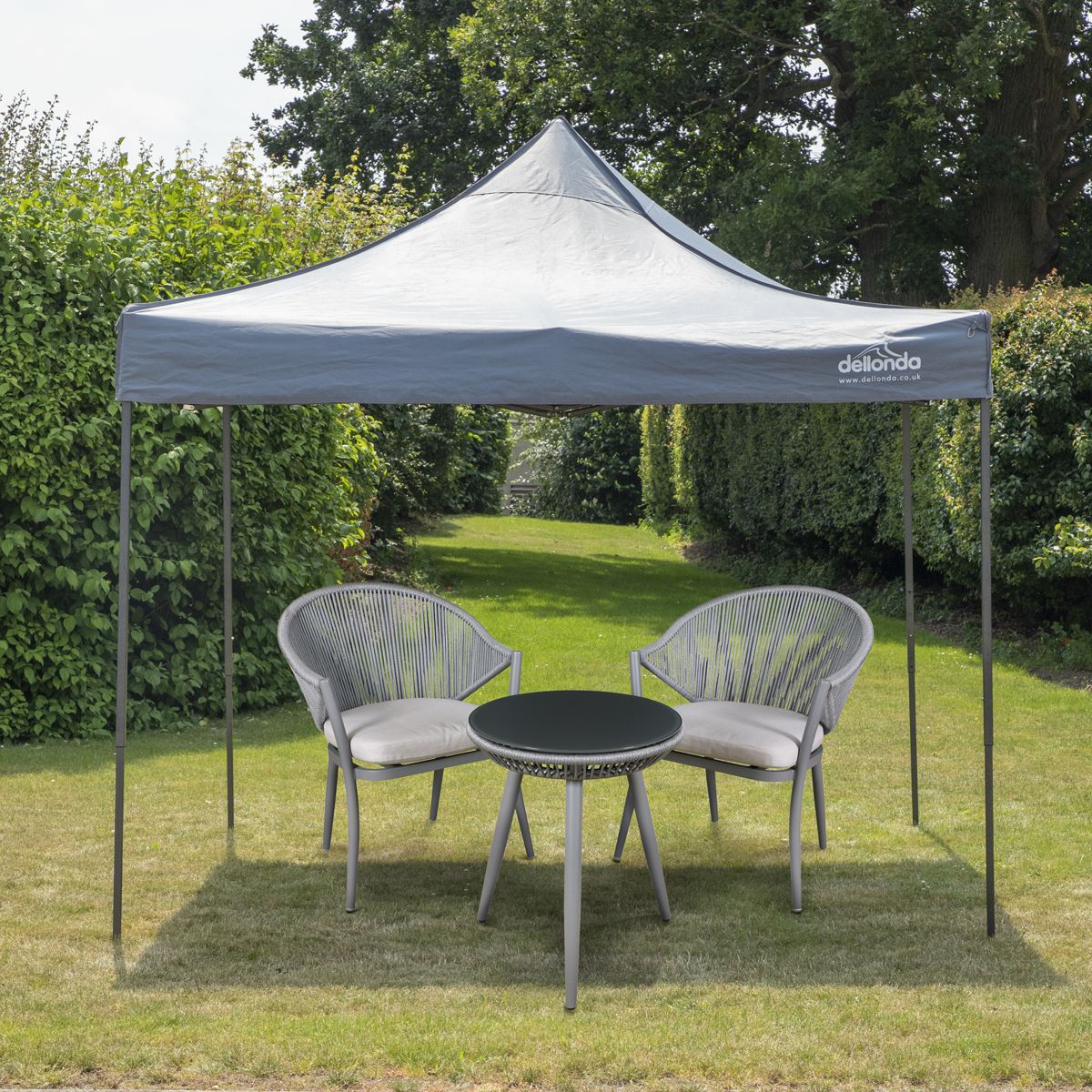 Dellonda Grey Premium 3 x 3m Pop-Up Gazebo, PVC Coated, Water Resistant Fabric, Supplied with Carry Bag & Accesories