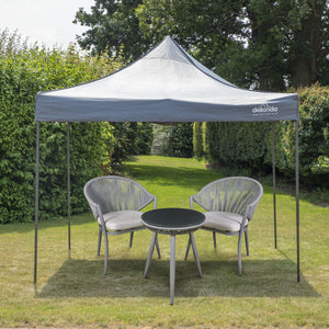 Dellonda Grey Premium 3 x 3m Pop-Up Gazebo, PVC Coated, Water Resistant Fabric, Supplied with Carry Bag & Accesories