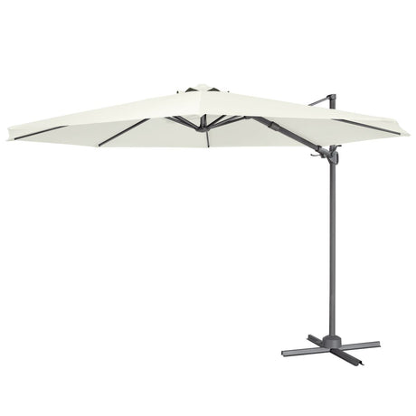 Dellonda Cantilever Parasol with 360° Rotation, Tilt & Cover 3m - Cream