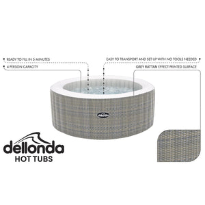 Dellonda 2-4 Person Inflatable Hot Tub/Spa with Smart Pump - Rattan Effect
