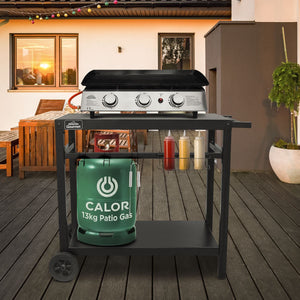 Dellonda Plancha Trolley with Utensil Holder - Black