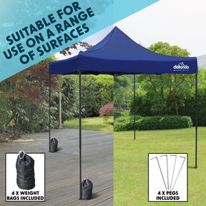 Dellonda Blue Premium 3 x 3m Pop-Up Gazebo, PVC Coated, Water Resistant Fabric, Supplied with Carry Bag & Accesories