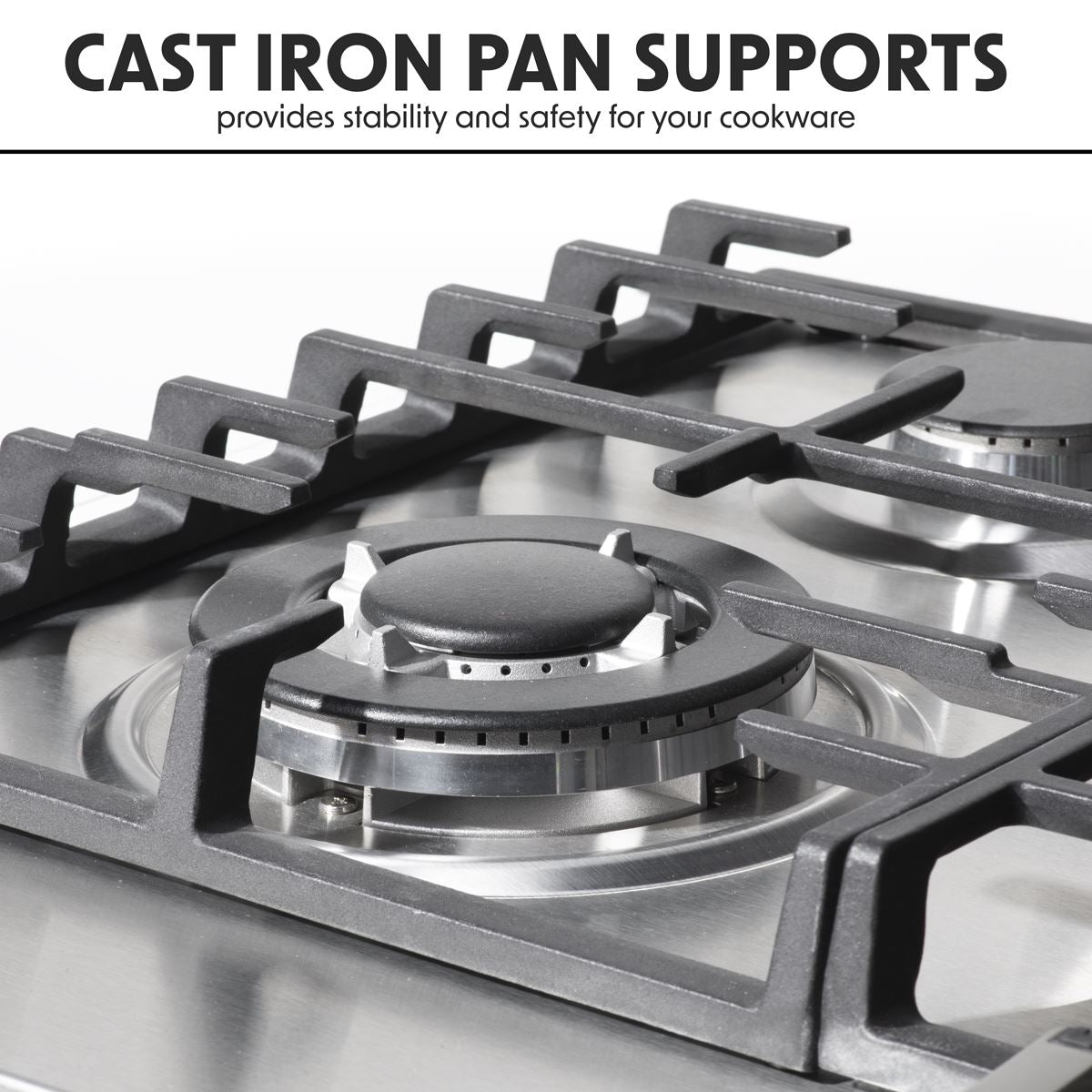 Baridi Gas Hob with 4 Cooking Zones 60cm - Stainless Steel