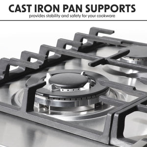 Baridi Gas Hob with 4 Cooking Zones 60cm - Stainless Steel