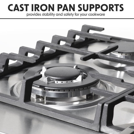 Baridi Gas Hob with 4 Cooking Zones 60cm - Stainless Steel