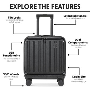 Dellonda Cabin Size Luggage with Laptop Compartments & Dual TSA Lock 18"
