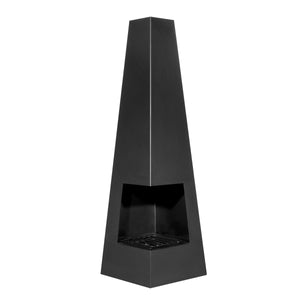 Dellonda Chiminea, Wood Burner, Heater for Outdoors W45cm x H150cm - Black Steel