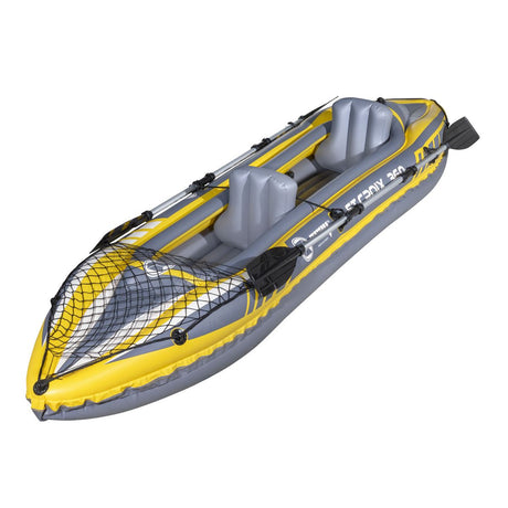 Dellonda Inflatable 2-Person Kayak/Canoe Set with Pump, Carry Bag & 2 Oars - Blue/Yellow/White