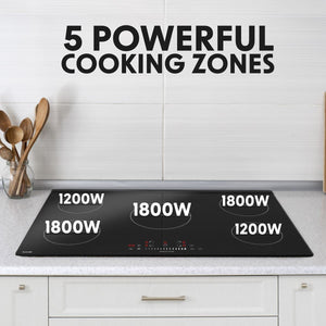 Baridi Integrated Induction Hob with 5 Cooking Zones 90cm 9300W Output
