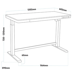 Dellonda Single Motor Ultra-Quiet Electric Desk with Control Panel, USB Port & Drawer - Oak Desktop