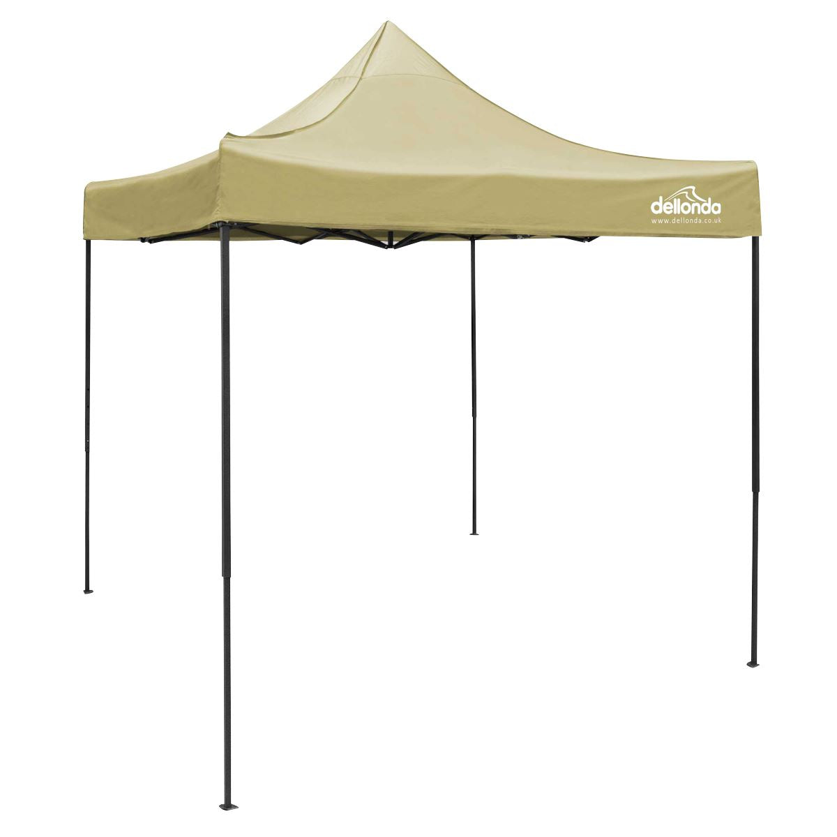 Dellonda Beige Premium 2x2m Pop-Up Gazebo, Heavy Duty, PVC Coated, Water Resistant Fabric, Supplied with Carry Bag & Accesories
