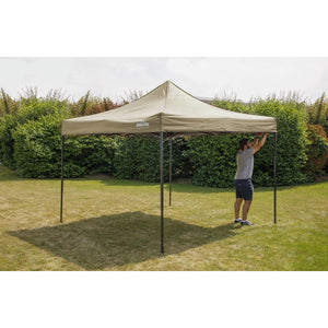 Dellonda Beige Premium 2x2m Pop-Up Gazebo, Heavy Duty, PVC Coated, Water Resistant Fabric, Supplied with Carry Bag & Accesories