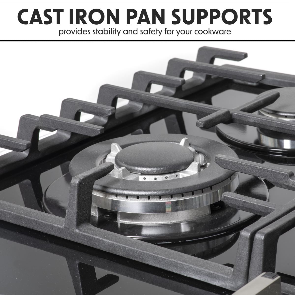 Baridi Gas Hob with 4 Cooking Zones 60cm - Black