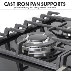 Baridi Gas Hob with 4 Cooking Zones 60cm - Black