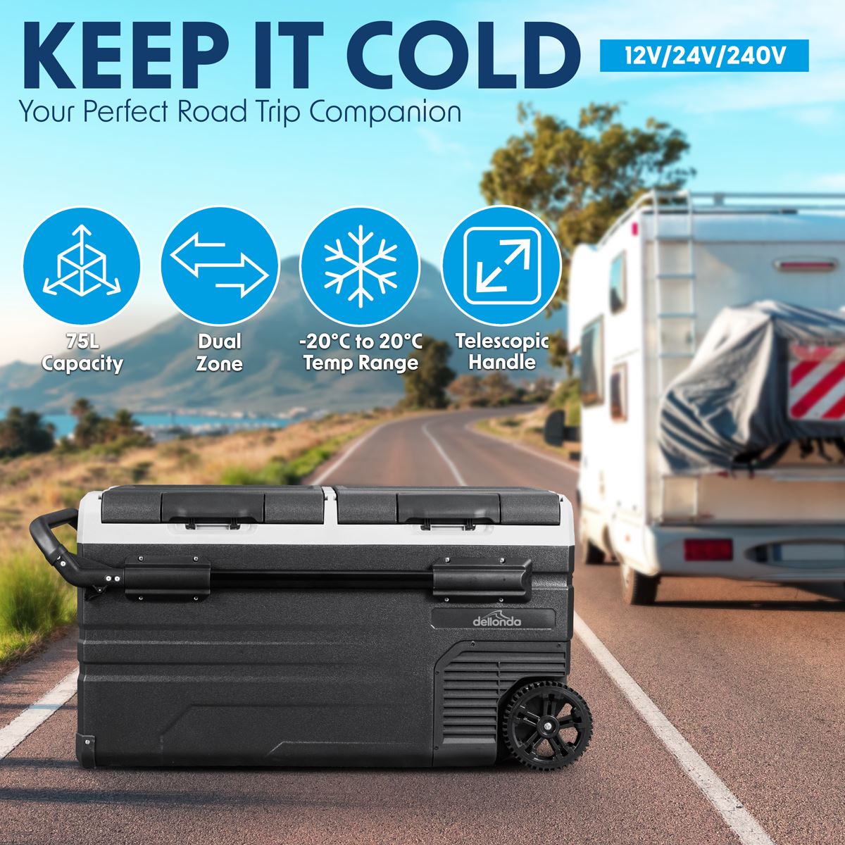 Dellonda Portable Fridge Freezer / Cool Box with LED Display 75L