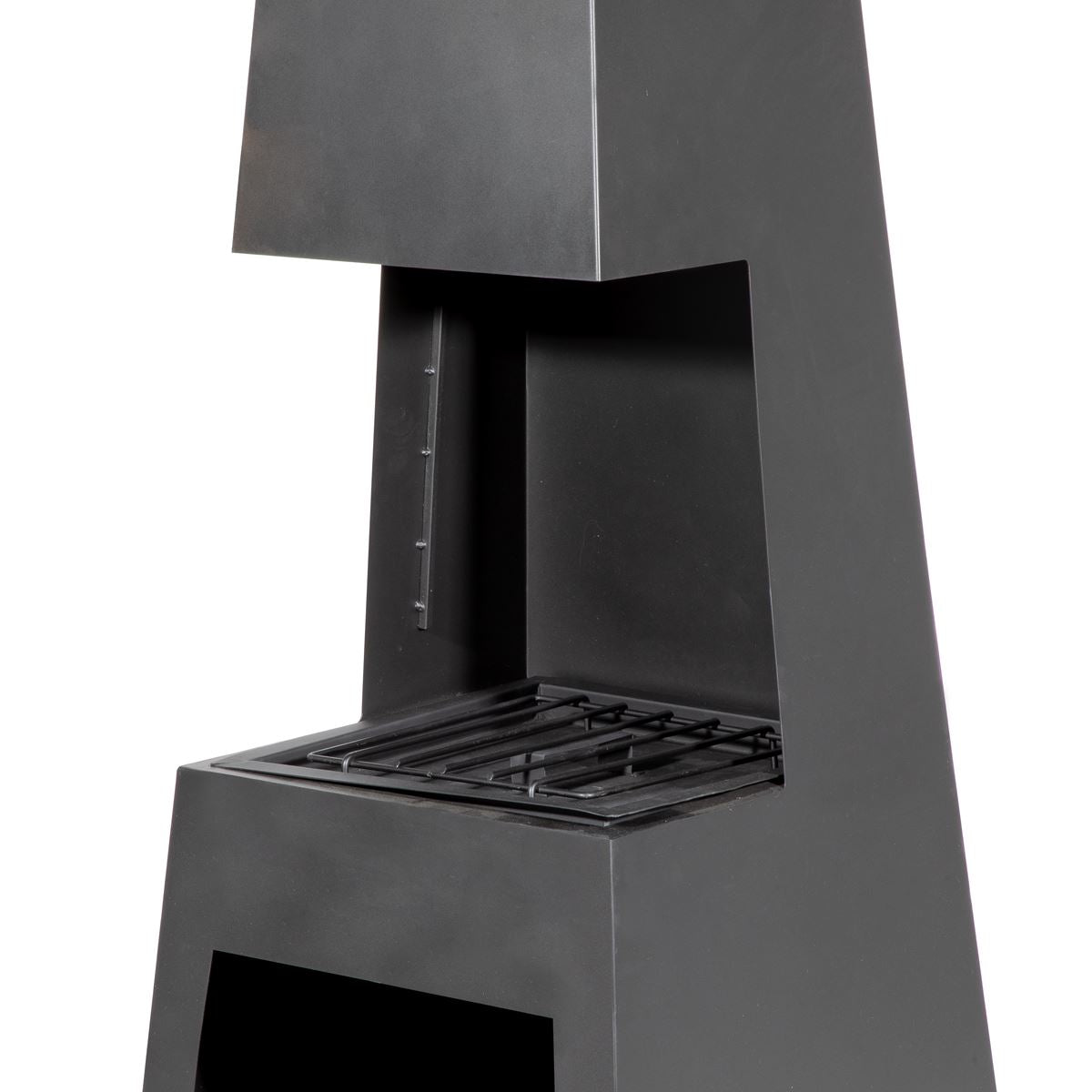 Outdoor Chiminea Fireplace Fire Pit Heater Firewood Storage Black Steel
