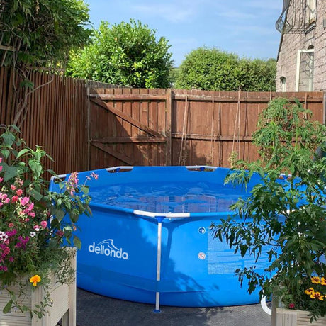 Dellonda Steel Frame Round Swimming Pool with Filter Pump 12ft - Blue