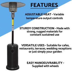 Dellonda Outdoor Garden Gas Patio Heater 13kW Commercial & Domestic Use, Black
