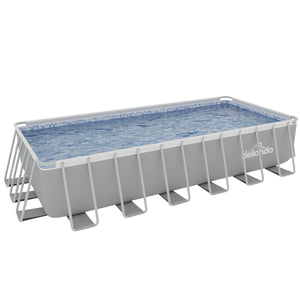 Dellonda Deluxe Steel Frame Rectangular Swimming Pool with Step Ladder & Filter Pump 25ft