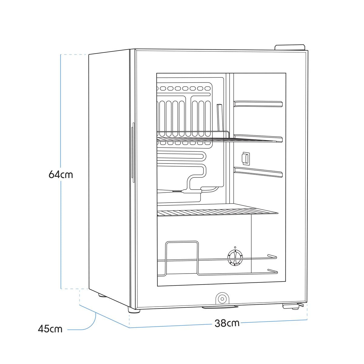 Baridi Beer & Drinks Fridge with LED Light, Black and Glass Door 60L