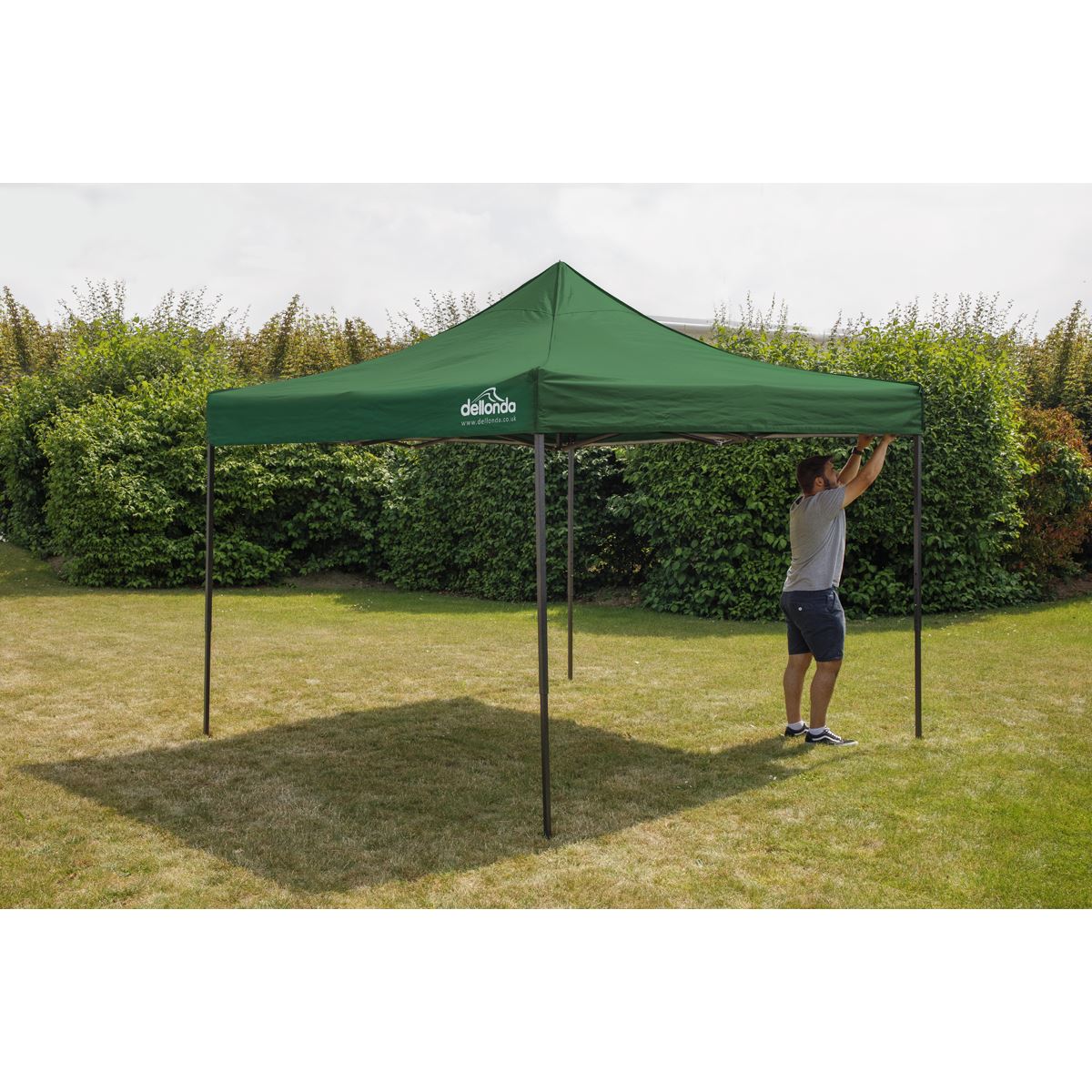 Dellonda Dark Green Premium 2x2m Pop-Up Gazebo, Heavy Duty, PVC Coated, Water Resistant Fabric, Supplied with Carry Bag & Accesories