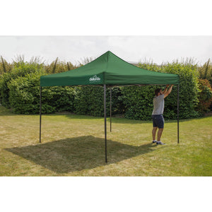 Dellonda Dark Green Premium 2x2m Pop-Up Gazebo, Heavy Duty, PVC Coated, Water Resistant Fabric, Supplied with Carry Bag & Accesories