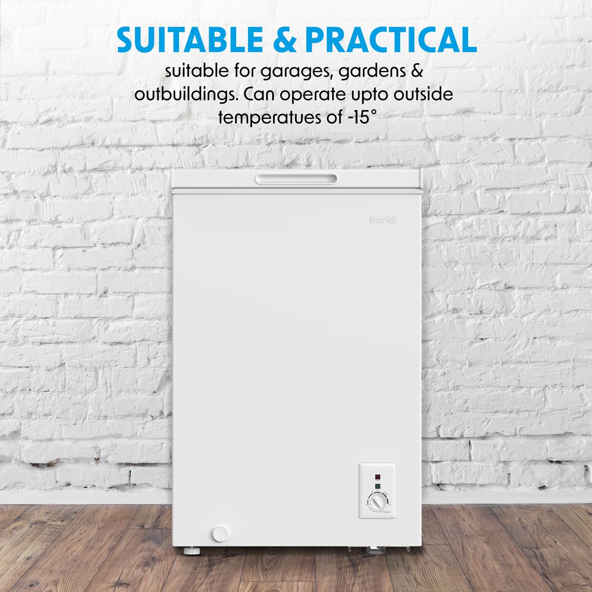 Baridi Freestanding Chest Freezer 99L Capacity - White