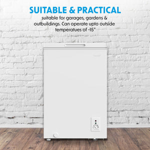 Baridi Freestanding Chest Freezer 99L Capacity - White