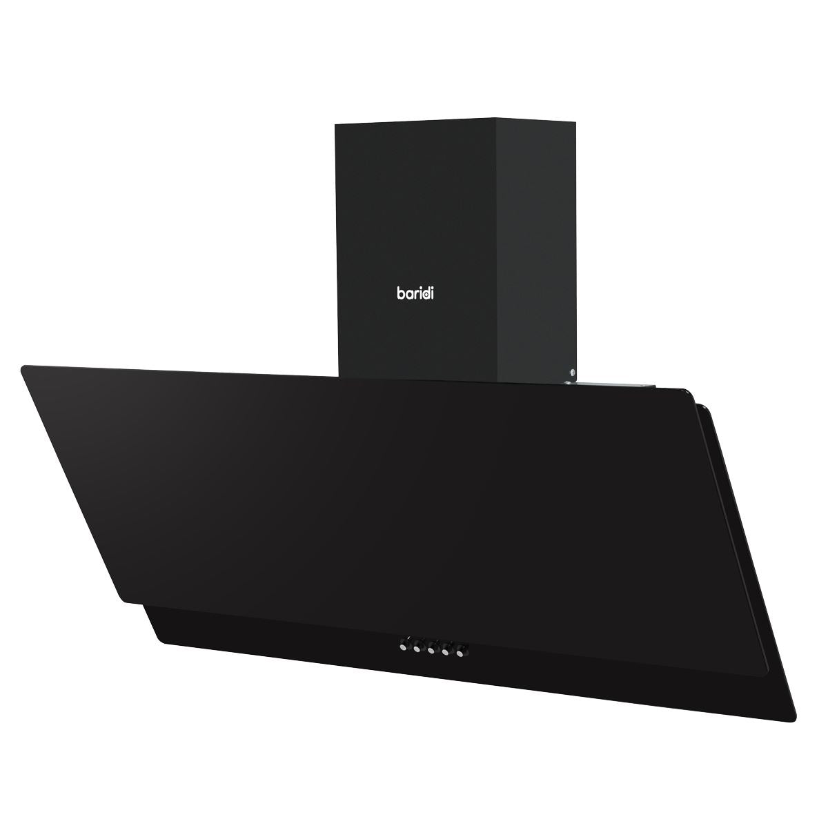 Baridi Angled Chimney Cooker Hood with Carbon Filters & LED Lamp 90cm, Energy Class A - Black Glass
