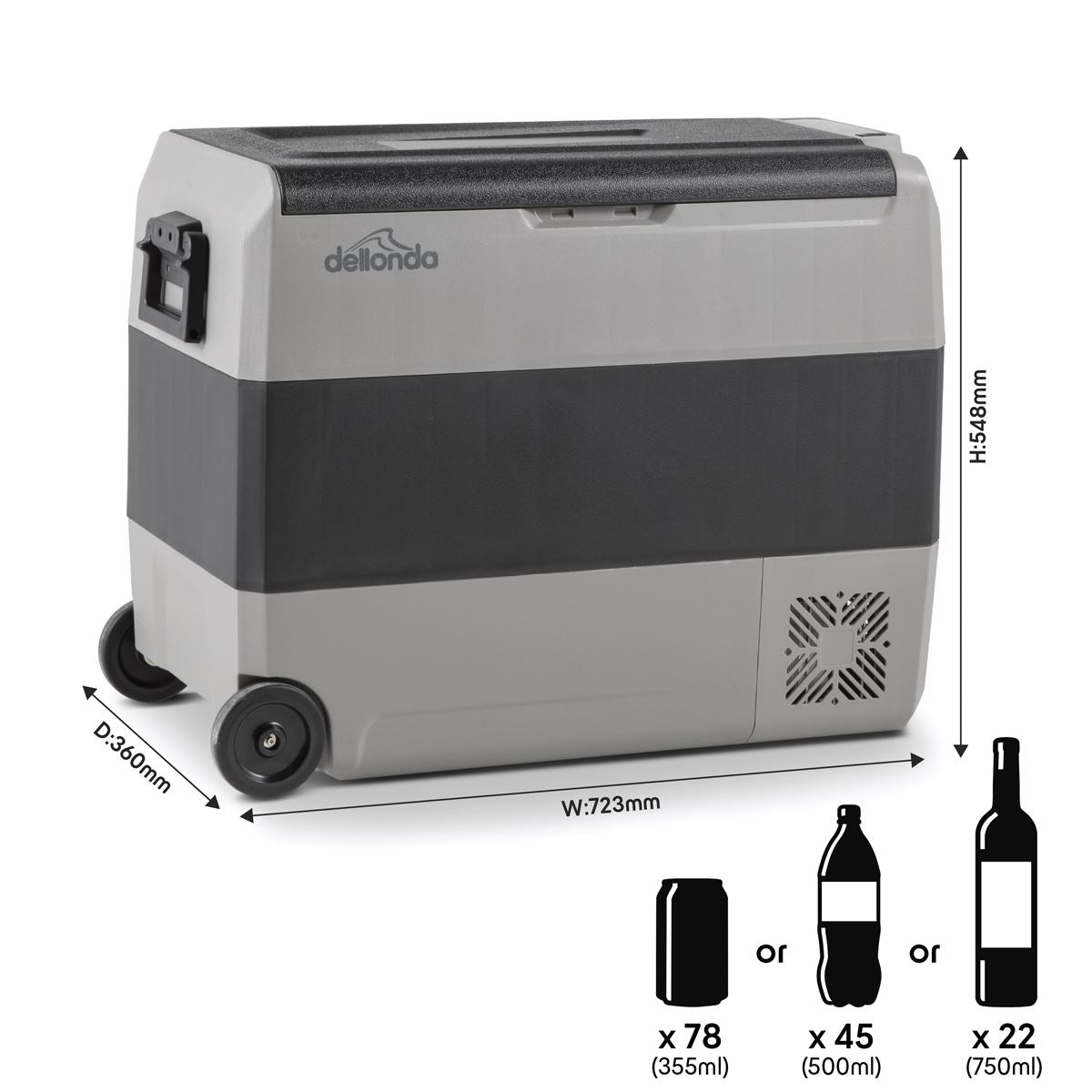 Dellonda Portable Fridge Freezer / Cool Box with LED Display 60L