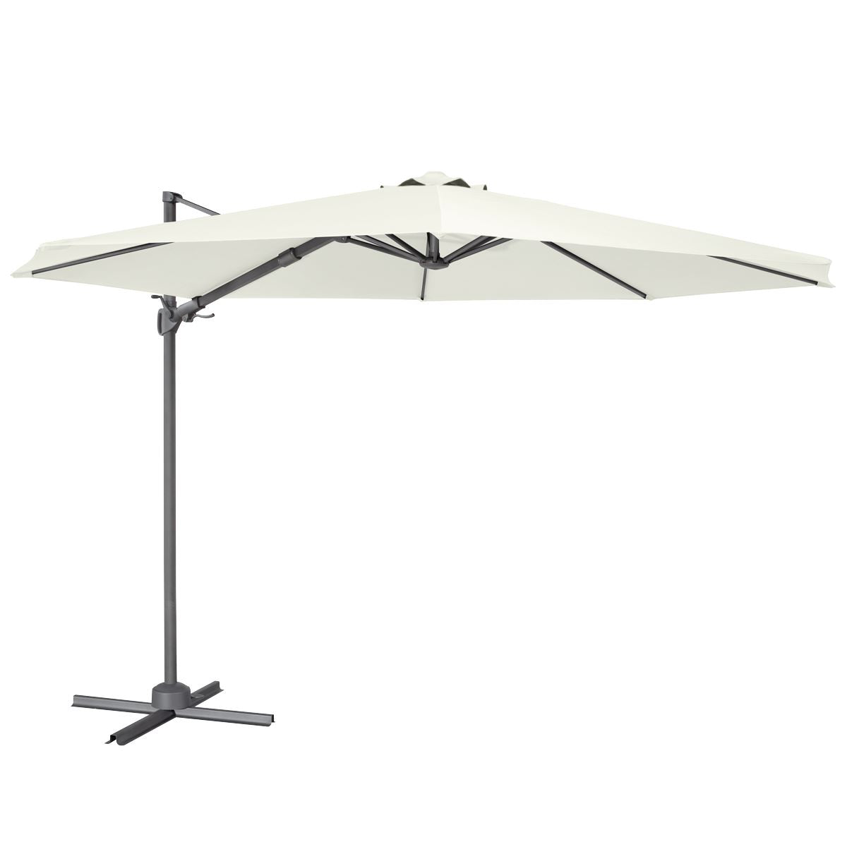 Dellonda Cantilever Parasol with 360° Rotation, Tilt & Cover 3m - Cream