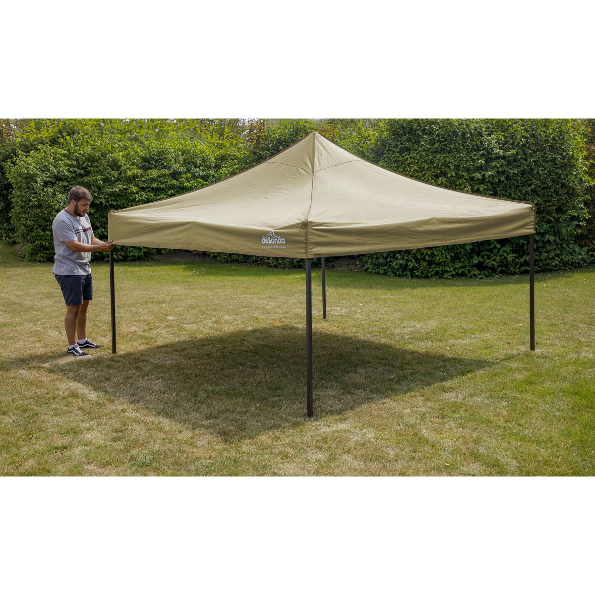 Dellonda Beige Premium 2x2m Pop-Up Gazebo, Heavy Duty, PVC Coated, Water Resistant Fabric, Supplied with Carry Bag & Accesories