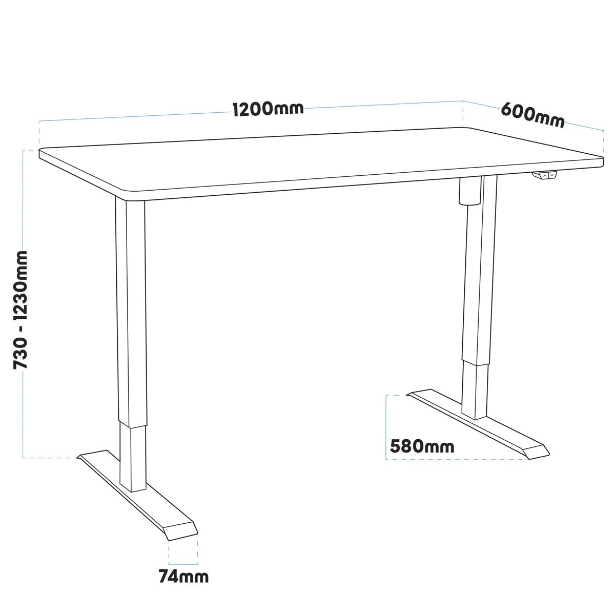 Dellonda Single Motor Ultra-Quiet Adjustable-Height Electric Sit/Stand Desk - Oak Desktop