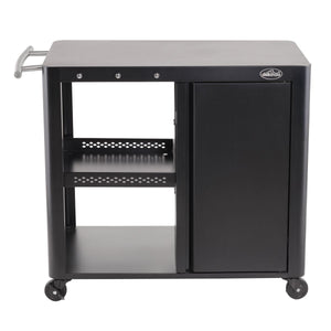 Dellonda BBQ/Plancha Workstation Trolley with Cupboard, Extension Table & Utensil Hooks, Black