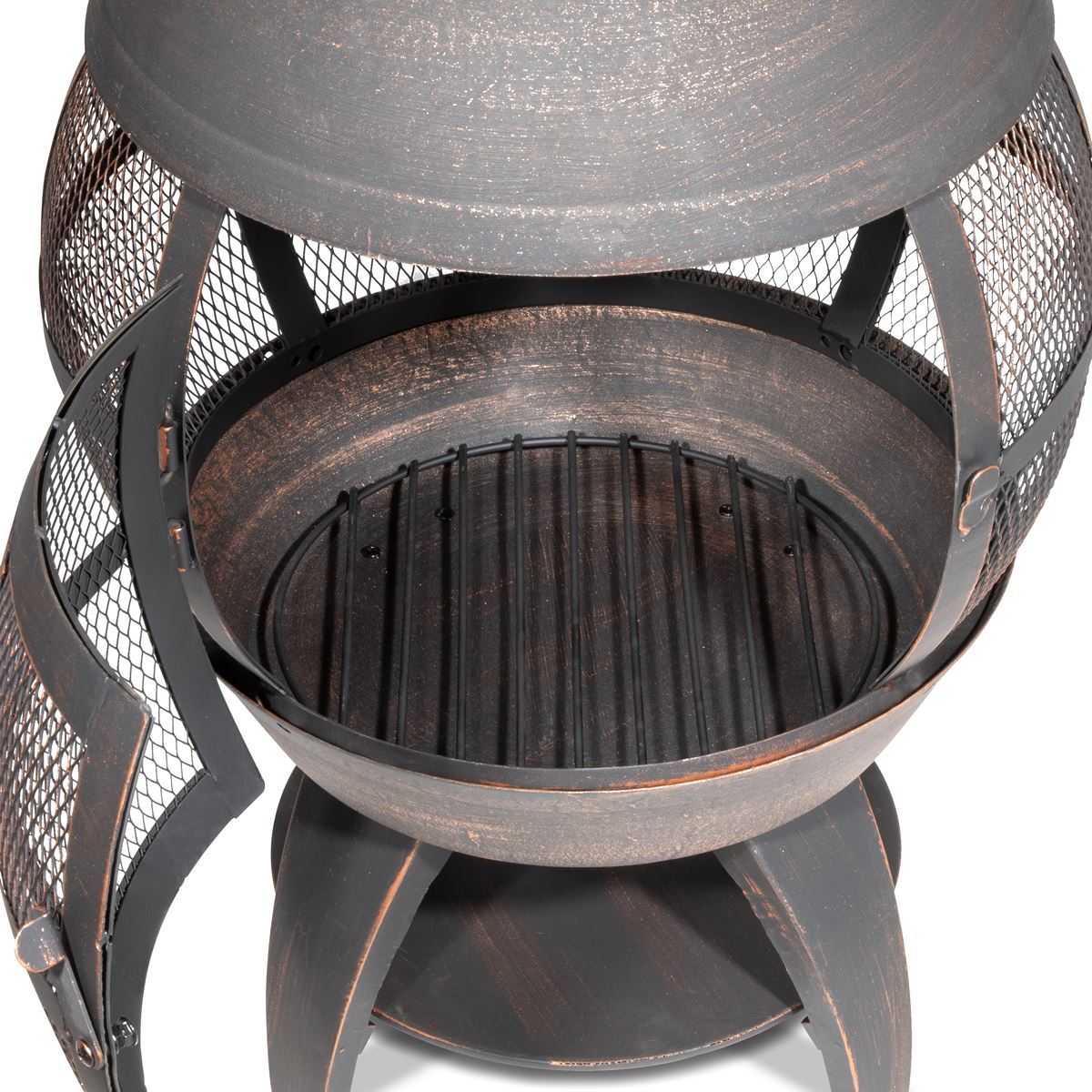 Dellonda Deluxe 360° Chiminea / Fire Pit Outdoor Heater - Antique Bronze Finish