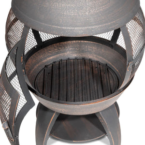 Dellonda Deluxe 360° Chiminea / Fire Pit Outdoor Heater - Antique Bronze Finish