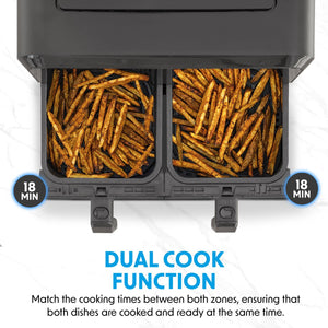 Baridi Dual Zone Air Fryer with 8 Preset Functions 8L Capacity