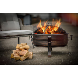 Fire Pit & Coffee Table Outdoor 76cm Deluxe 2-in-1 Antique Bronze Effect