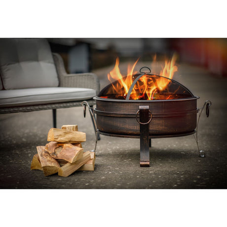 Fire Pit & Coffee Table Outdoor 76cm Deluxe 2-in-1 Antique Bronze Effect
