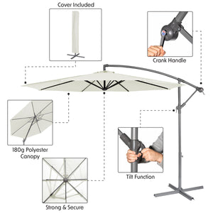 Dellonda Banana Parasol with Cover 3m - Cream
