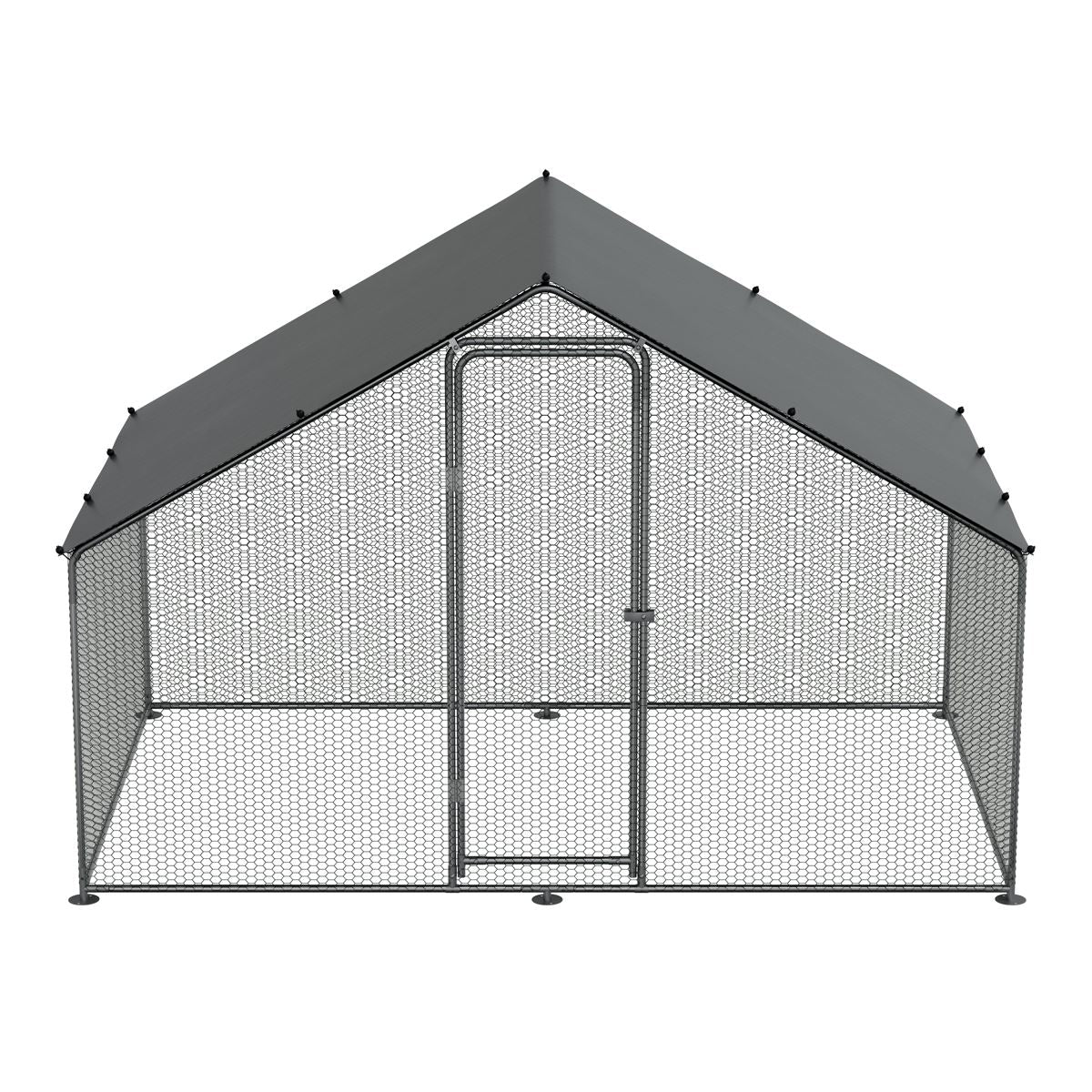 Dellonda Walk-In Galvanized Steel Chicken Run with Roof Cover & PVC Coated Chicken Wire