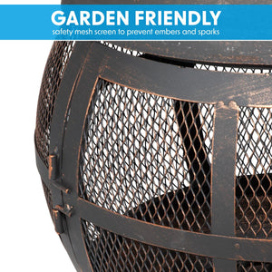 Dellonda Deluxe 360° Chiminea / Fire Pit Outdoor Heater - Antique Bronze Finish
