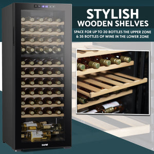 Baridi 55 Bottle Dual Zone Wine Fridge & Cooler