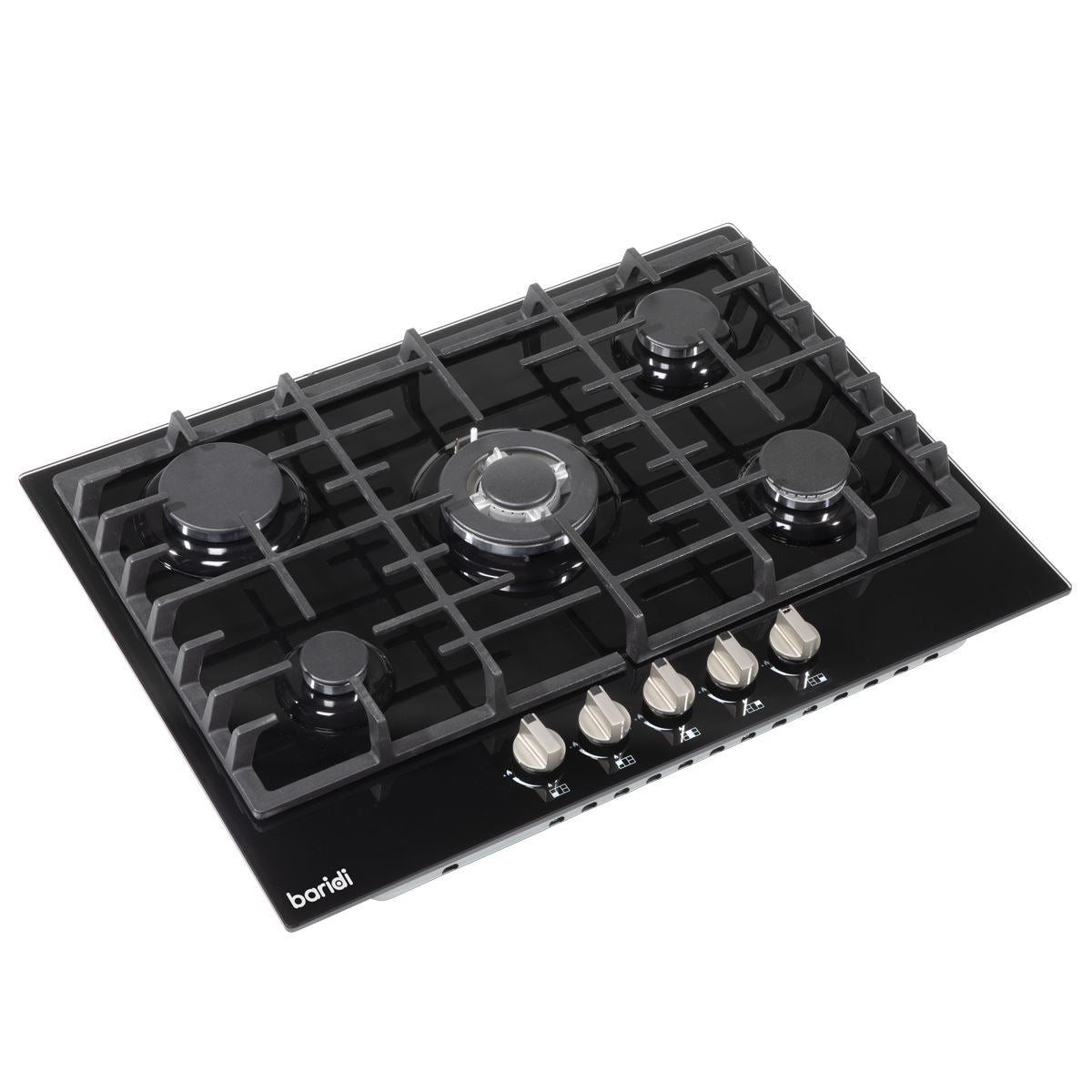 Baridi Gas Hob with 5 Cooking Zones 70cm - Black