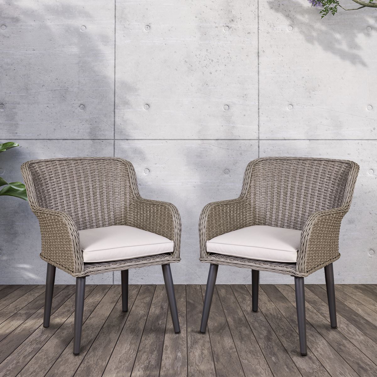 Dellonda Buxton Rattan Wicker Outdoor Garden Chair Set 2 Piece