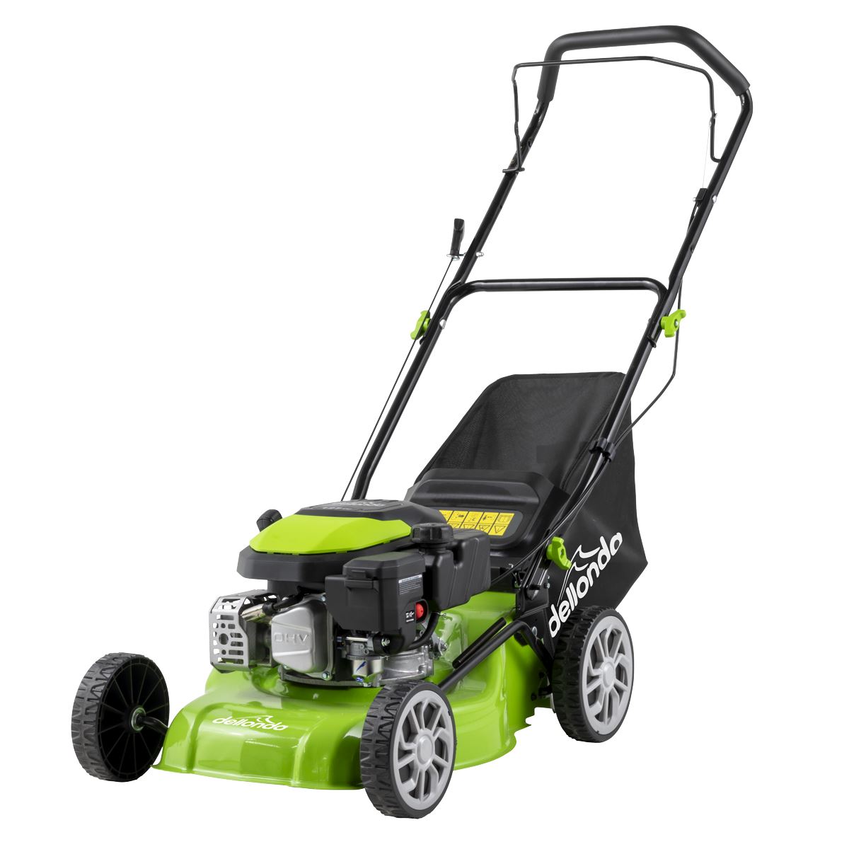 Dellonda Hand-Propelled Petrol Lawnmower Grass Cutter, 127cc 16"/41cm 4-Stroke