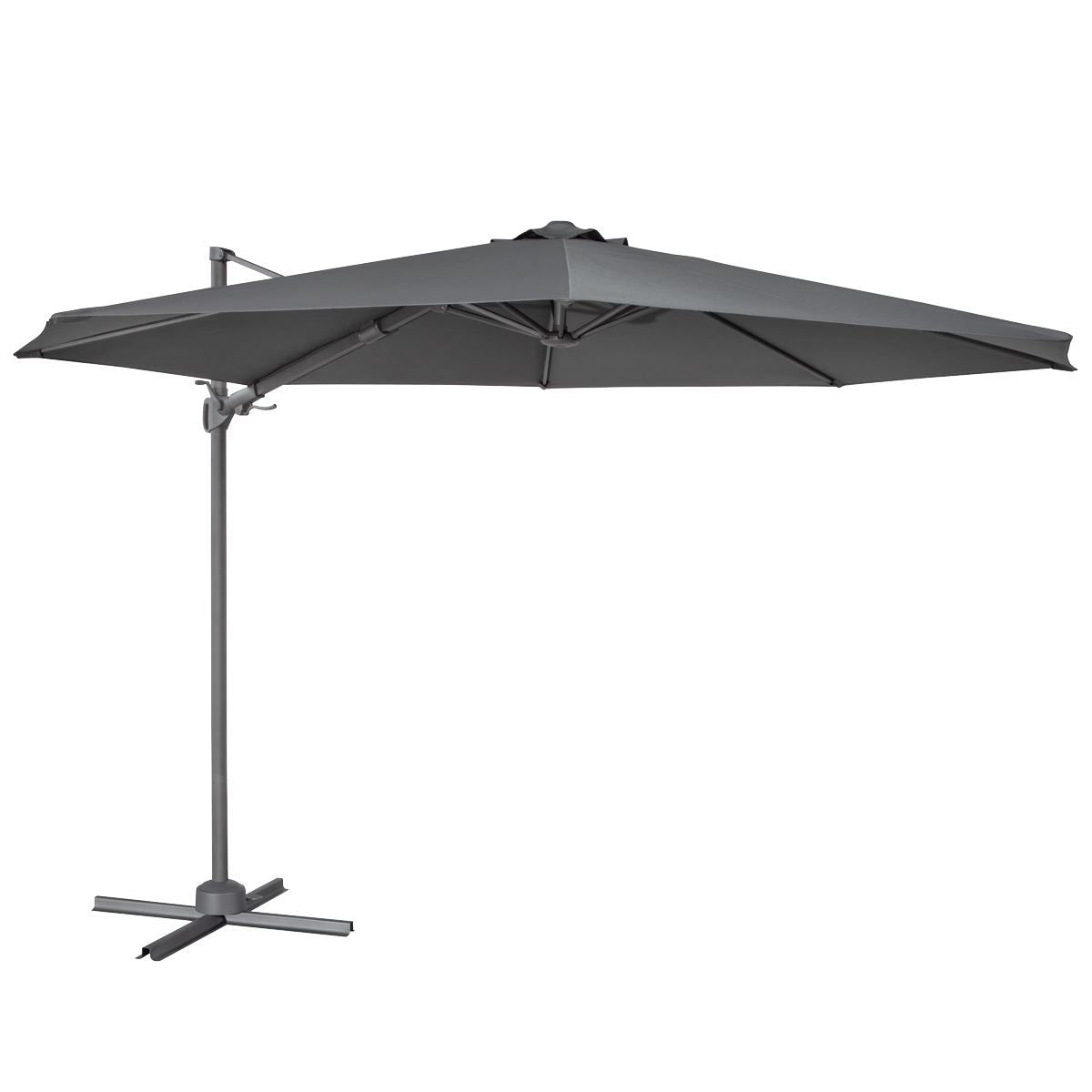 Dellonda Cantilever Parasol with 360° Rotation, Tilt & Cover 3m - Grey