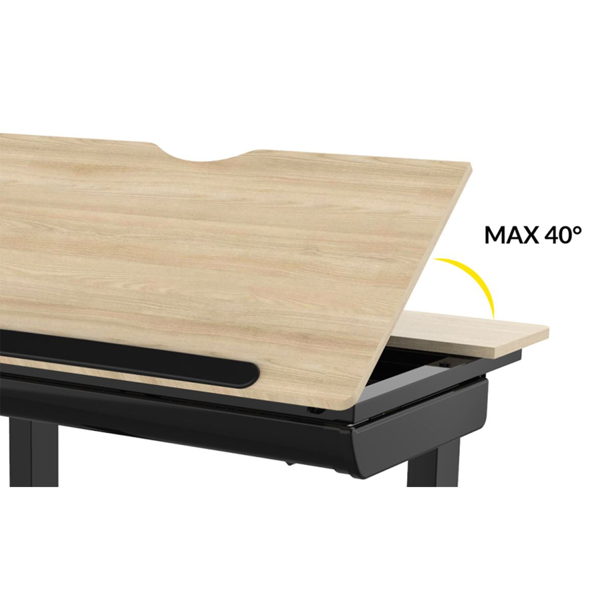 Dellonda Single Motor Ultra-Quiet Electric Adjustable Drawing Table with 40° Tilt, Drawer & Side Table
